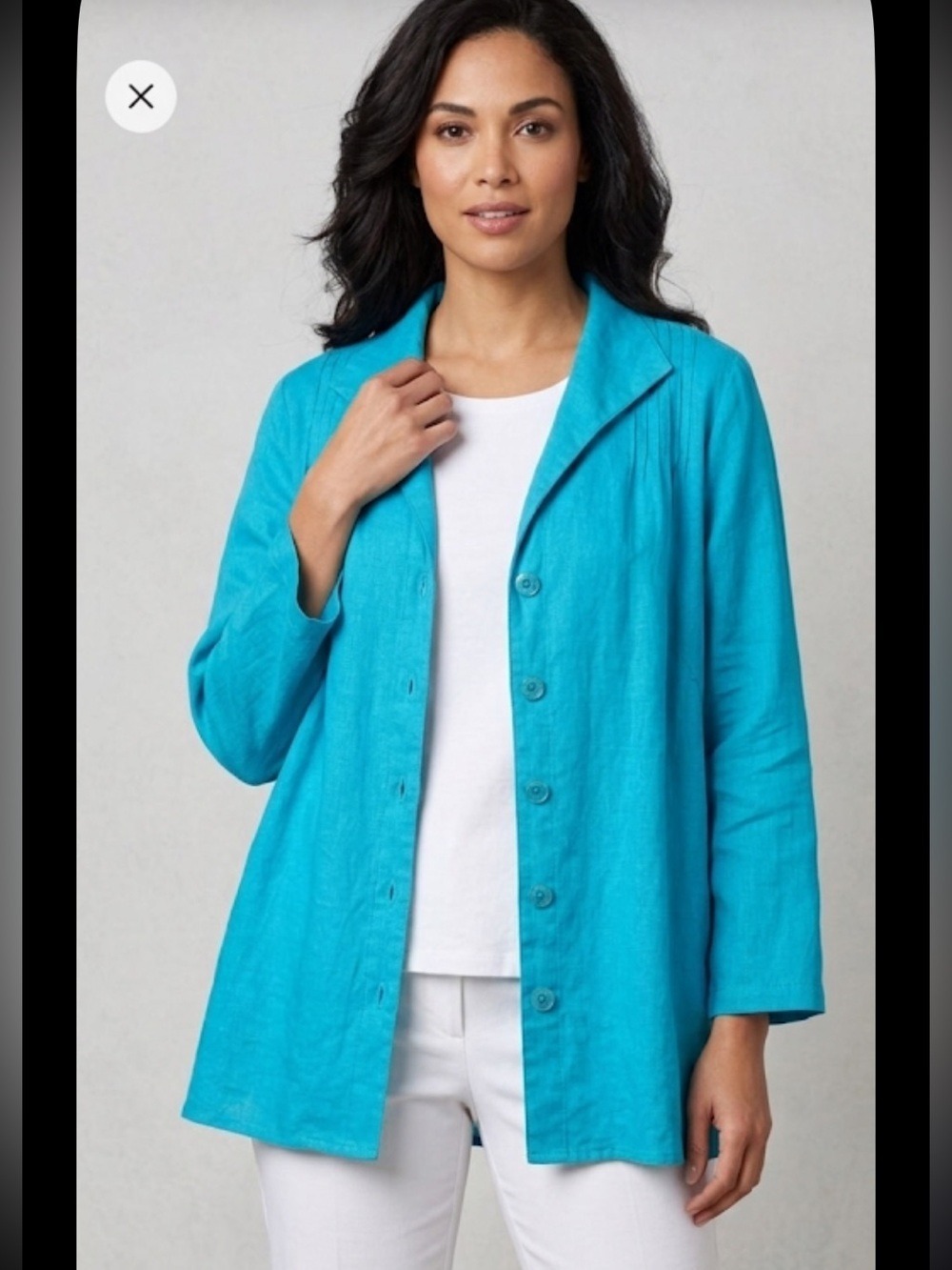 Deane & White Turquoise Blue Button-Down Shirt 2X Roll-Up Sleeves